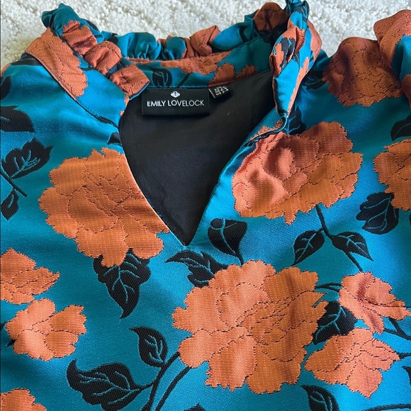 Floral Long Sleeve Dress - Teal and Orange - Picture 3 of 7